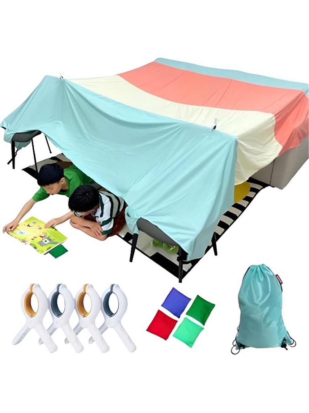 Magic Fort Building Kit for Kids - Large Lightweight Blanket Fort Making Kit